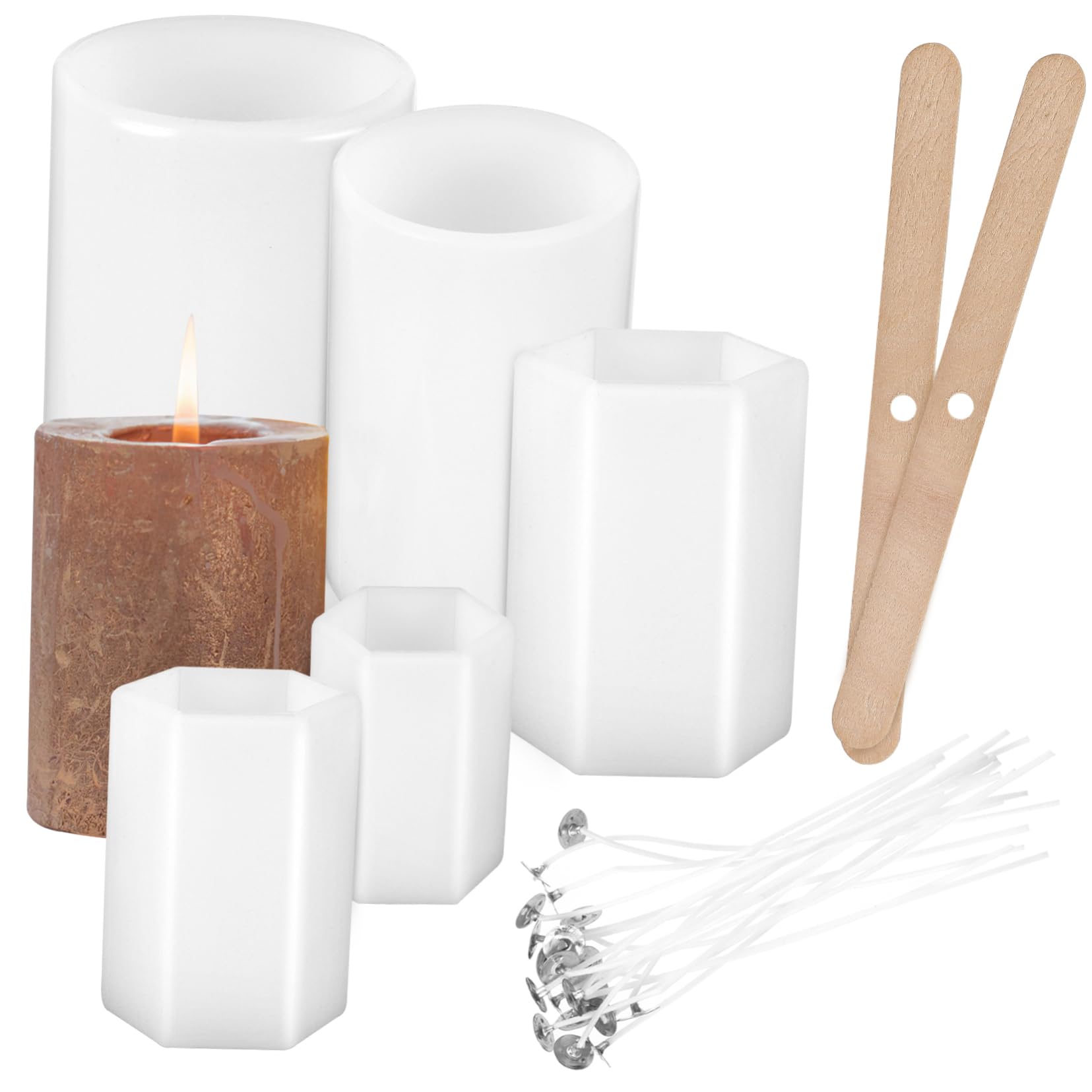 Homoyoyo Stampi Per Candele in Silicone Con Stoppini e Stoppini Kit Strumenti Per Fabbricazione Candele Fai Da Te Per Personalizzate
