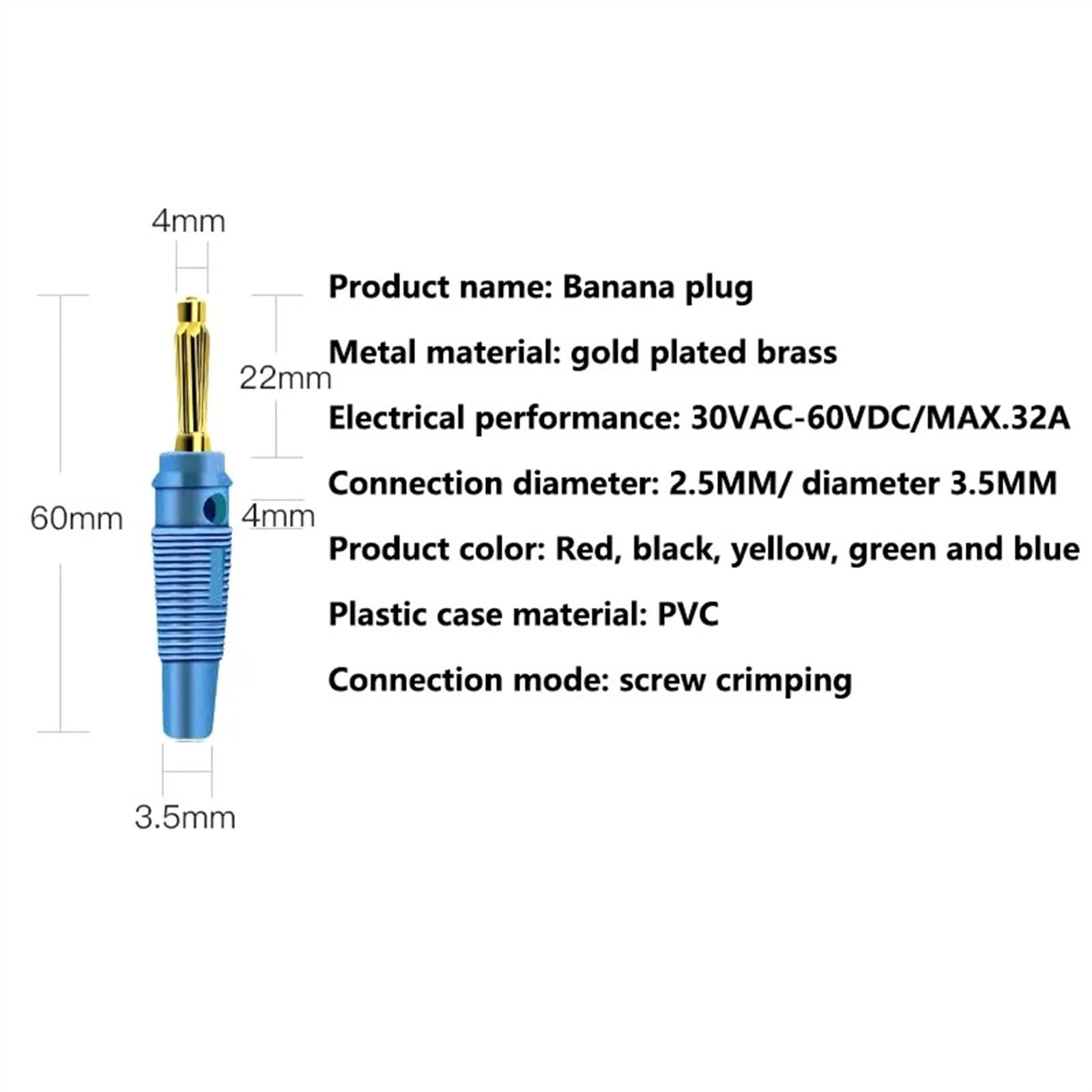 4 mm muzyczny kabel głośnikowy przewód wtyk bananowy pozłacane złącza gniazdo czerwony czarny niebieski zielony żółty (kolor: zielony, rozmiar: 10 szt.)