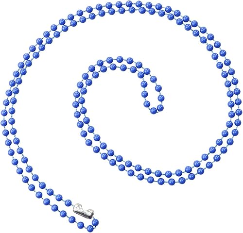 Cadena de cuello con cuentas de plástico, 38 pulgadas de longitud, cuentas de bola (0.098 in) - Conector de acero niquelado - Soporte para insignia