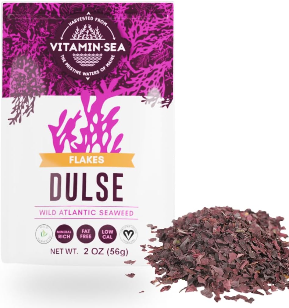 VITAMINSEA Dulse Dried Seaweed | Wild North Atlantic Seaweed for Snacking, Seasoning, Soups & Salads | Rich in Vitamins, Minerals & Antioxidants Perfect for Thyroid Support | Flakes (2 OZ)
