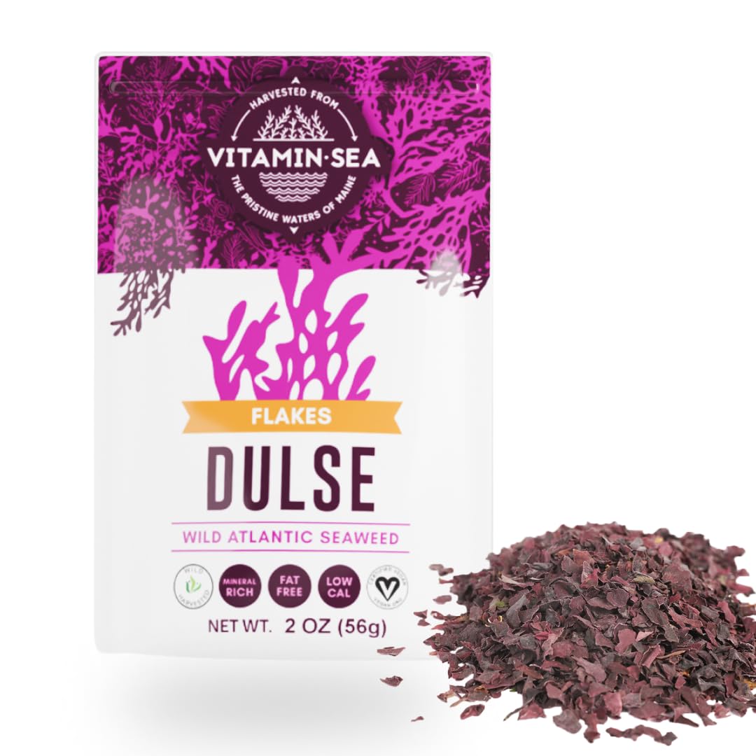 VITAMINSEA Dulse Dried Seaweed | Wild North Atlantic Seaweed for Snacking, Seasoning, Soups & Salads | Rich in Vitamins, Minerals & Antioxidants Perfect for Thyroid Support | Flakes (2 OZ)