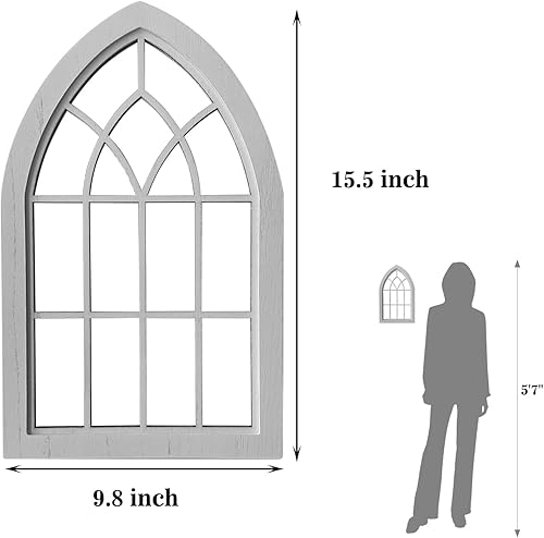 Miniatura 3 de ZEXUIRU Espejo de pared con marco de madera para ventana, 2 piezas, espejo rústico de granja, espejo de entrada con marco de madera para sala de
