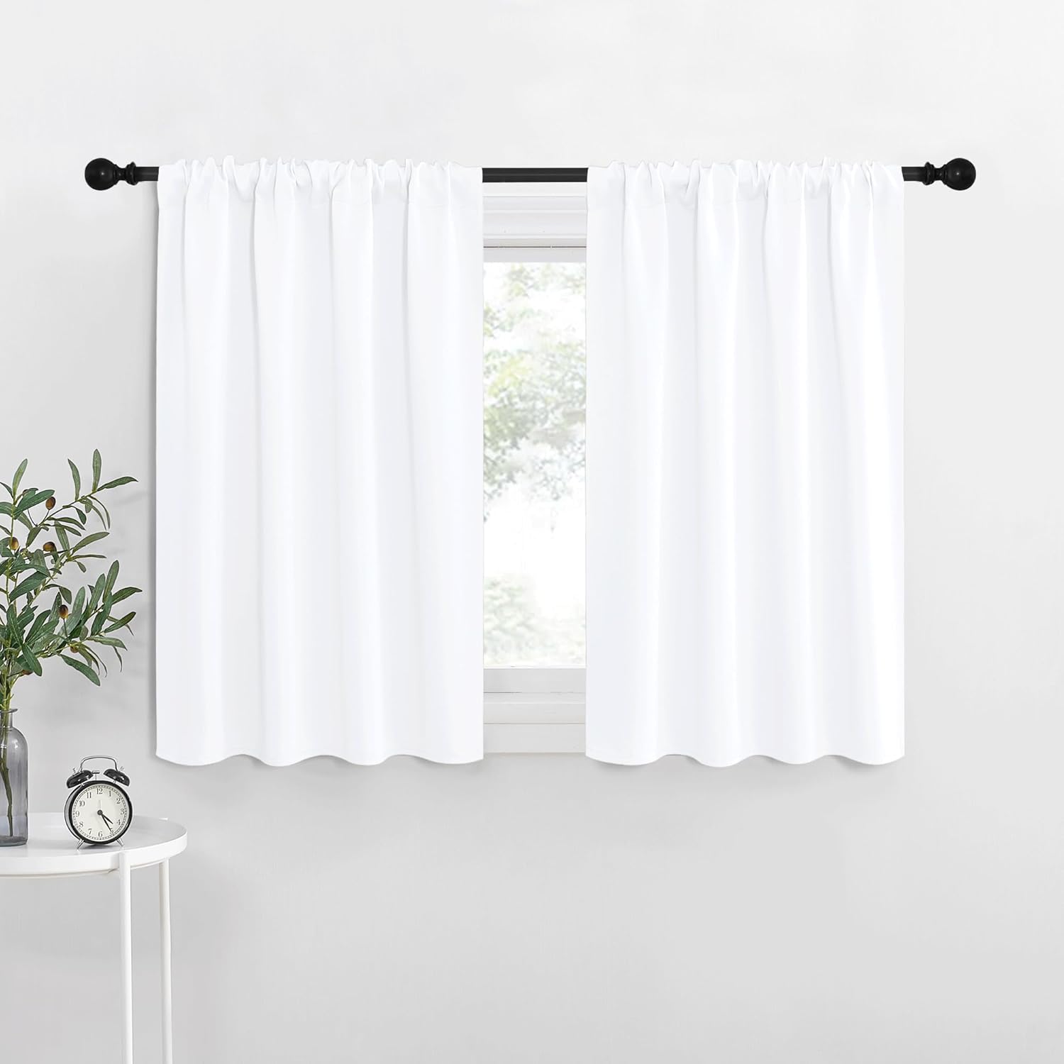 NICETOWN RV Curtains for Camper Windows, White Curtains for Kitchen Window, Home Decoration Light Filtering Drapes for Small Window (34" Wide by 30" Long, 1 Pair) Pure White 34"W x 30"L (Pack of 2)