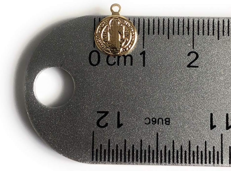 SIFRIMANIA Saint Benedict Small Pendant Necklace, 18K Gold Plated Catholic Medal, Minimalist Religious Jewelry with Ball Chain, 17.5 Inch - Image 9