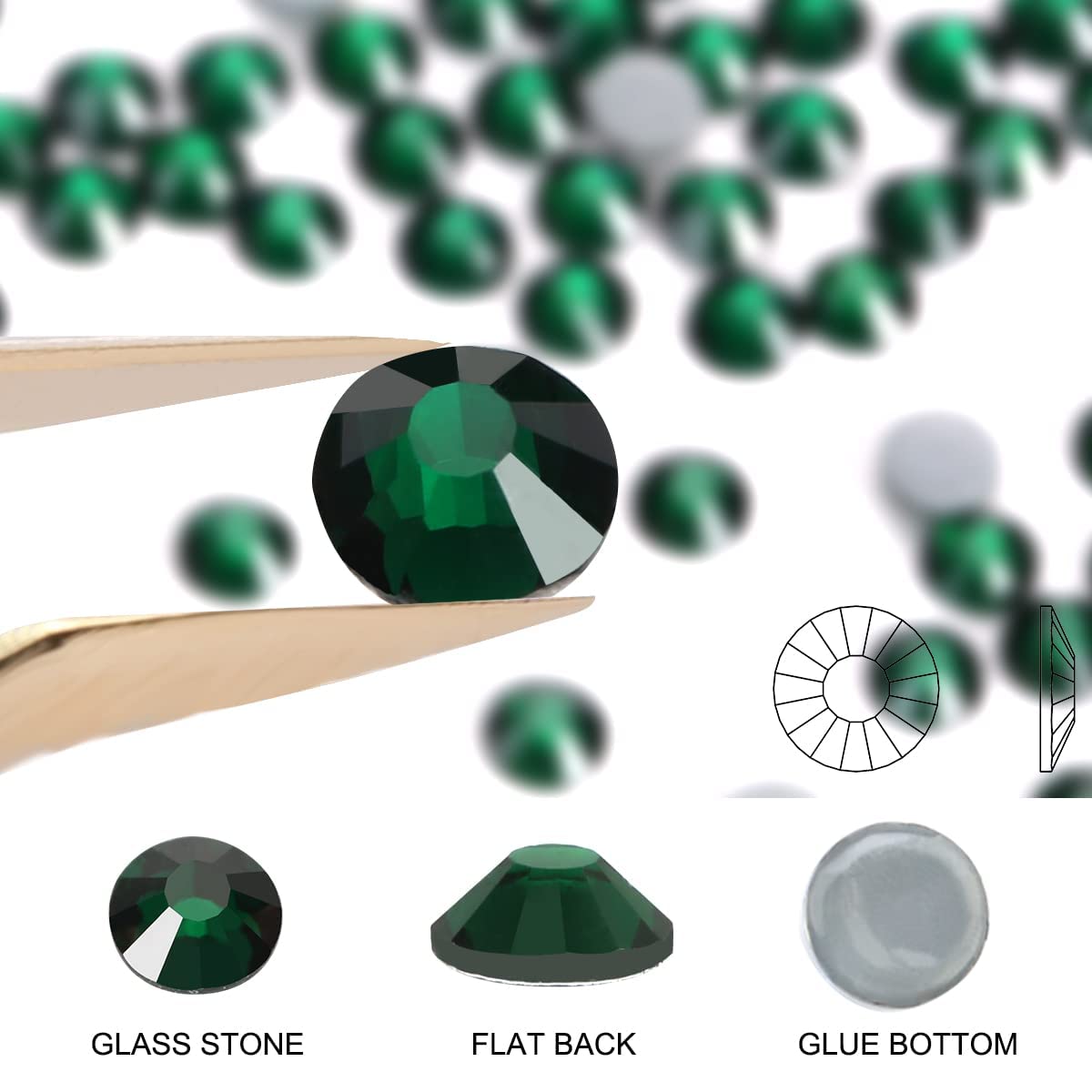 2880 Hotfix Rhinestones, Flatback Glass Round Crystals Gems for Crafts Clothes Shoes Bag DIY Decoration,Emerald,SS10,2.7MM-2.8MM - Image 4