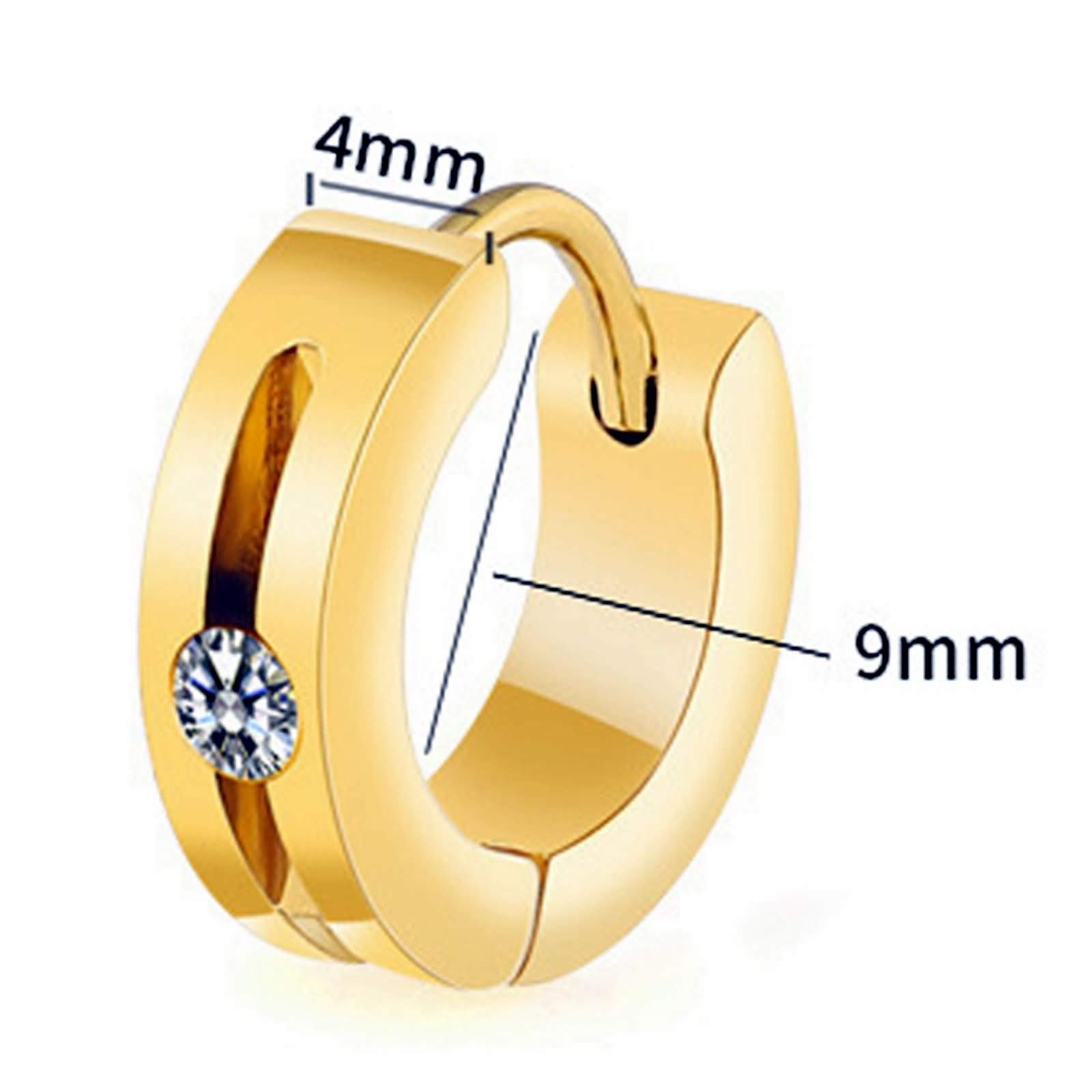 KnSam Pendientes de oro, plata, oro, pendientes para hombre, en forma de U, de acero inoxidable, unisex, plata, oro, oro rosa, negro