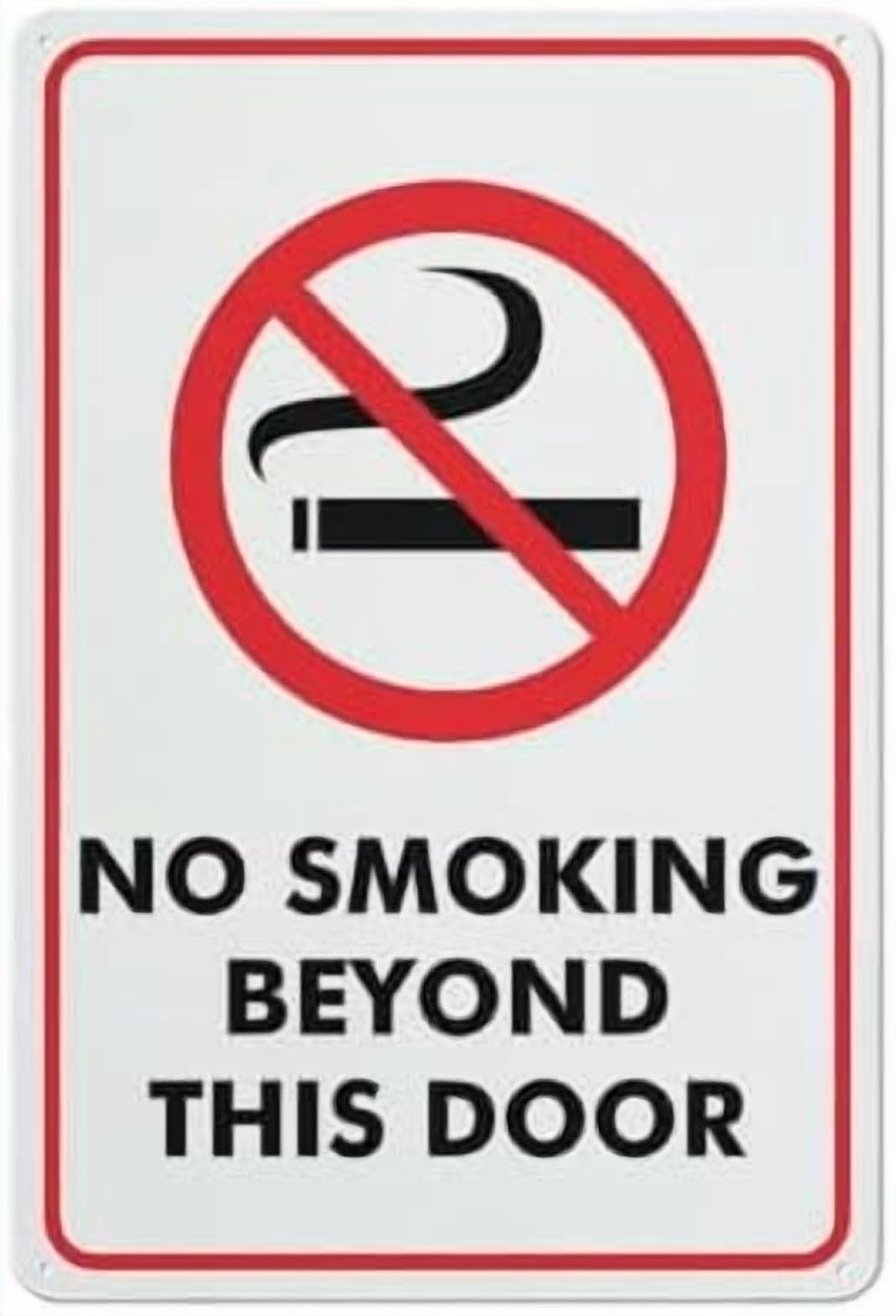 (2-Pack) Metal Tin Sign No Smoking Beyond This Door Sign 8 X 12 Inches Rust Free - Uv Protected,Weatherproof And Fade Resistant