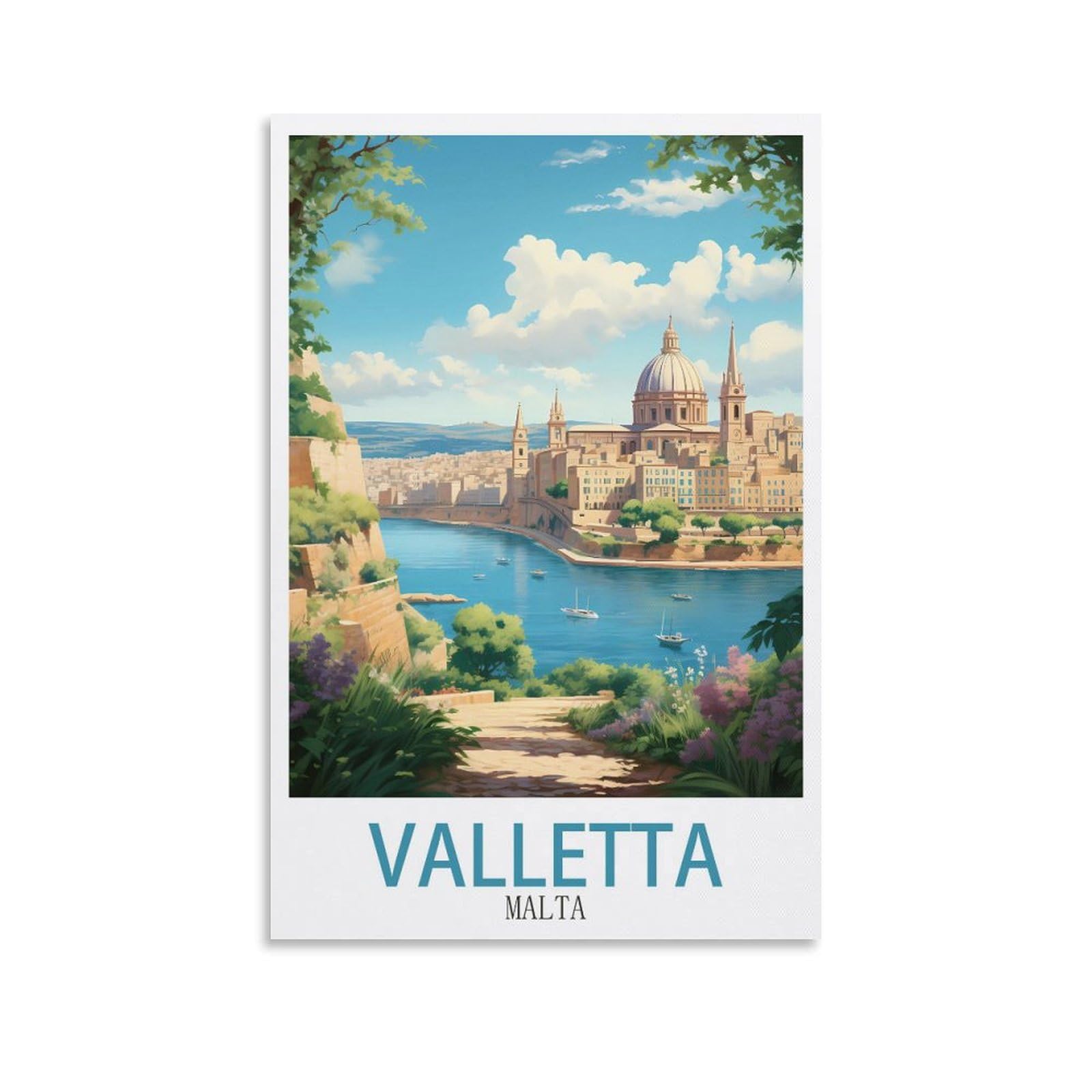 ZBBGGOZ Valletta Malta Vintage Travel Posters 12x18inch(30x45cm) Canvas Wall Posters And Art Picture Print Modern Family Bedroom Decor
