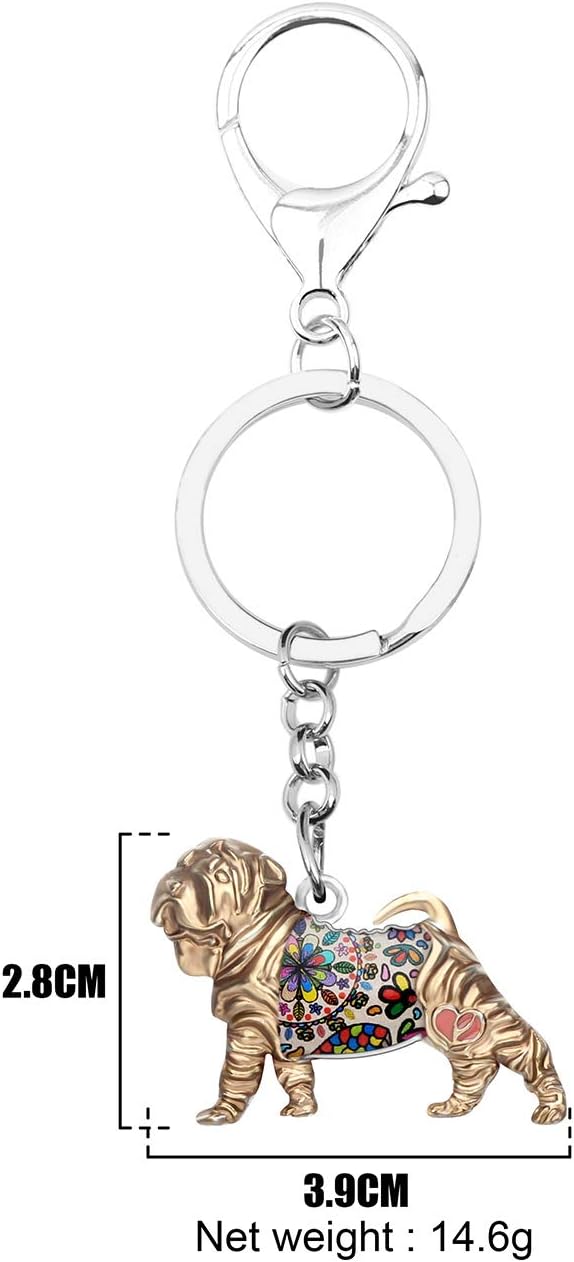 BONSNY Enamel Metal Chinese SharPei Dog Keychains Key Car Purse Bags PETS Charms Gifts - Image 4