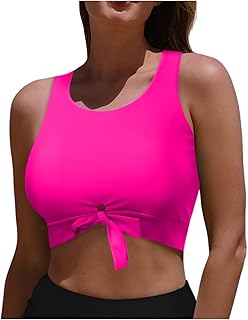 2025 - Mujer Bikini Traje de Baño Top con Cortes Nudo Delantero Cuello Redondo Cuello Alto Tanque Crop Top Tops Plata Hombre