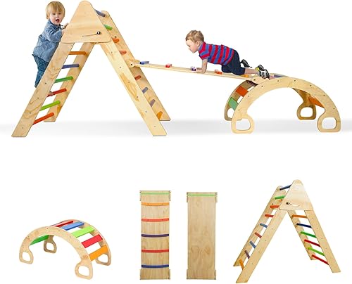 Babion Pikler - Juego de triángulos 3 en 1, juguetes de escalada para niños pequeños, juguetes de escalada para interiores, gimnasio de selva