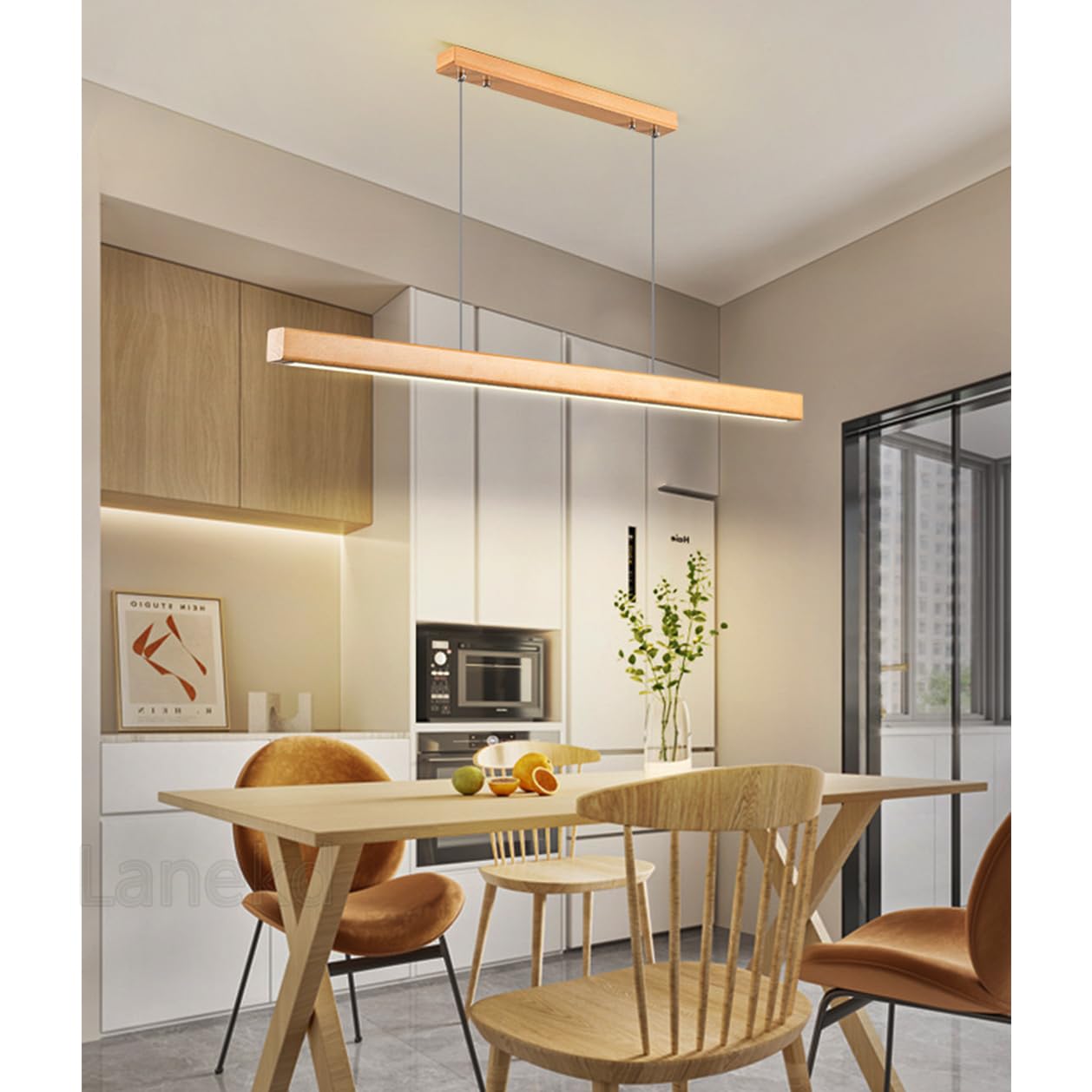 Lampada sospensione a LED Moderna Dimmerabile Tavolo pranzo Appeso cucina Isola Lampadario Plafoniera Acrilico Altezza regolabile con telecomando 3000K-6000K Sala soggiorno ufficio,Bianca,70cm