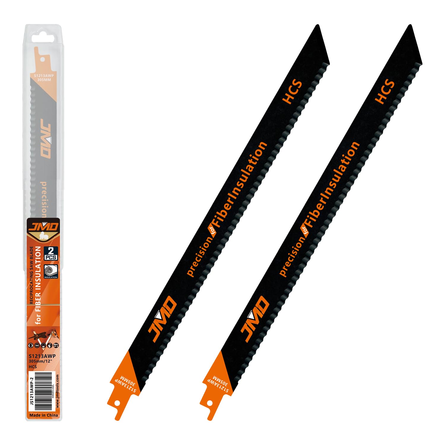 JMD 2 pièces S1213AWP Lames de scie de 300 mm pour matériau isolant, lames de scie pour scie à isolation, lames de sabre pour couper l'isolation en fibres, matériaux mous