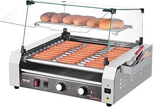 VEVOR Hot Dog Roller, 30 Hot Dog 11 Rollers, Stain...
