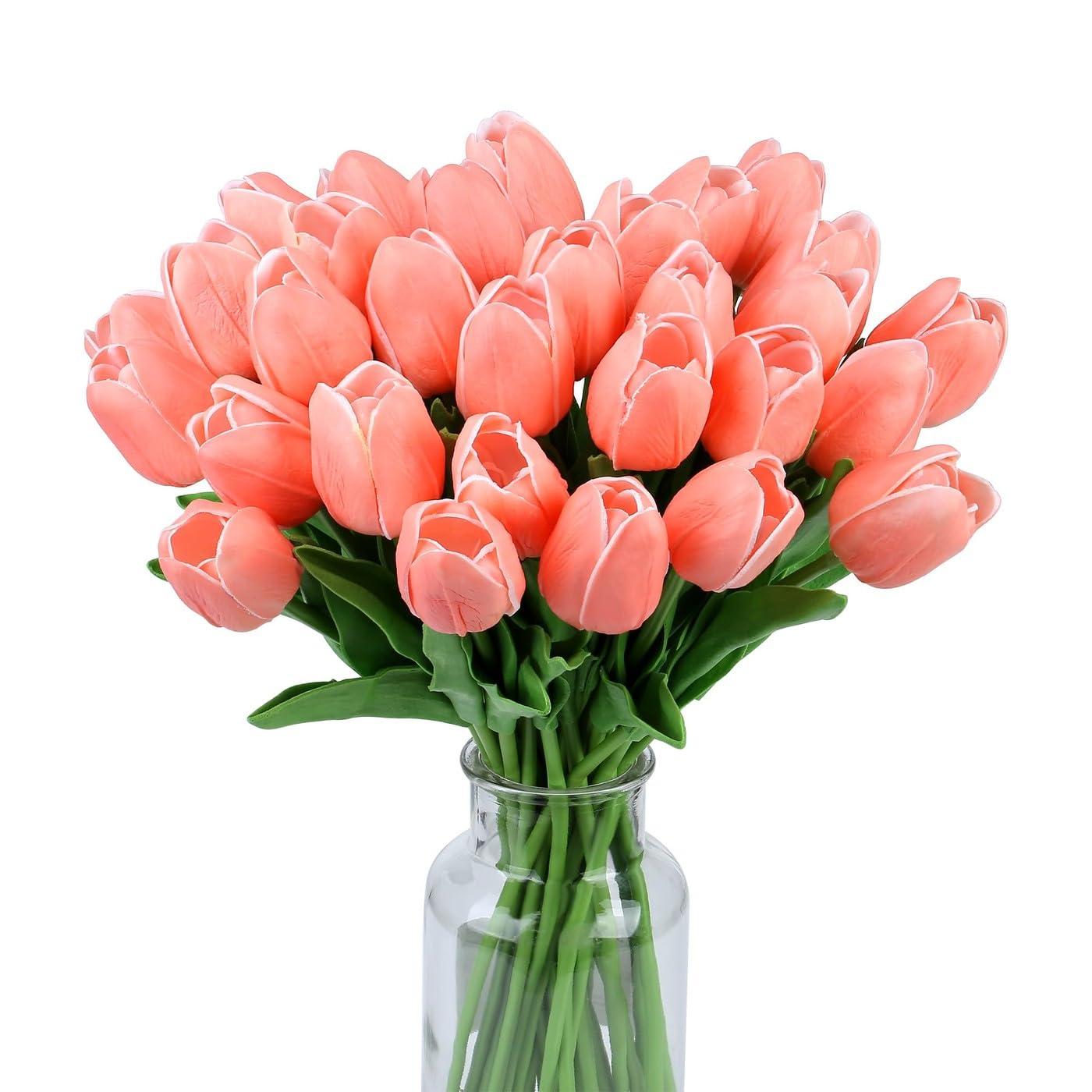 Sahoottie Champagne Artificial Tulips Flower Faux Flowers that Look Real