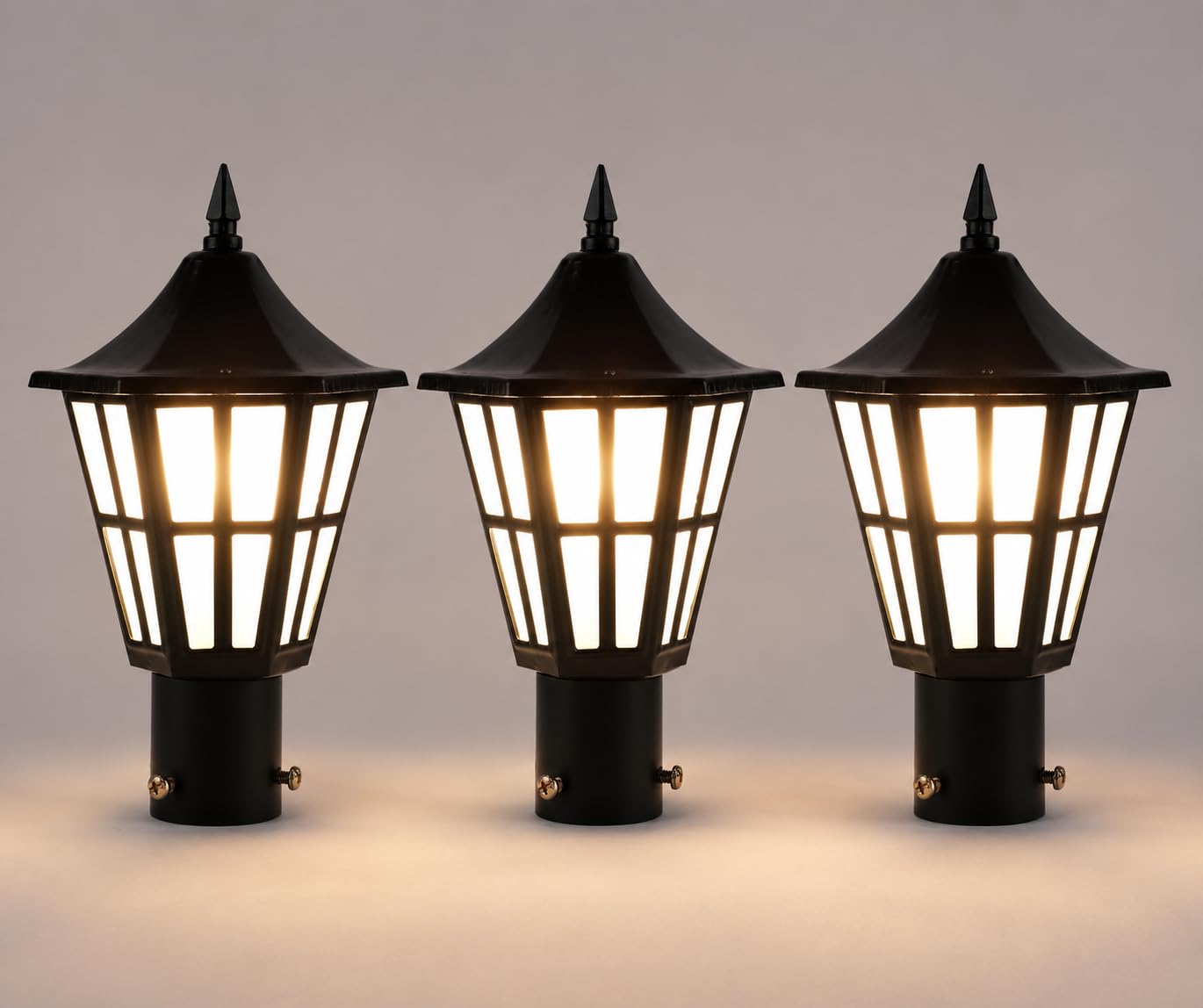 Areezo LYMON Classic Black Outdoor Gate Pillar Light with Frosted Panels for Home Decor (WITHBULB Inc.) (Pack of 3)-image-25