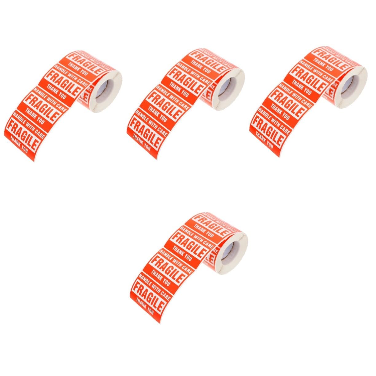 4 Rouleaux Étiquette Autocollante Fragile Adhésive pour Cartons Expédition avec Forte pour Protection Colis