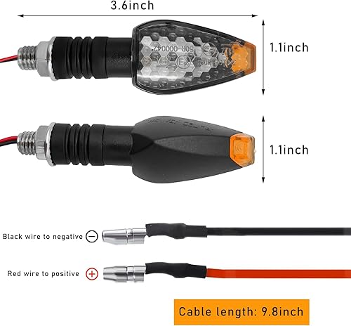 Miniatura 2 de Suvnie 4 PCS Motorcycle Turn Signal Lights Indicators, Flowing 12V LED Motorbike Blinker Amber Lamp, Mini Stalk Arrow Front Rear Turning Lights,
