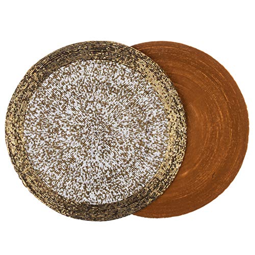 Penguin Home Handcrafted Glass Beaded Round Placemats, Coasters & Napkin Rings Set of 18 - Image 4