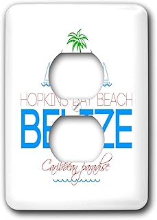 3dRose Alexis Design - Caribbean Beaches - Hopkins Bay Beach Belize Caribbean paradise text, decorative images - 2 plug outlet cover (lsp_303779_6)