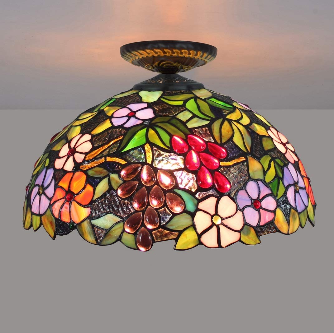 Lampa sufitowa w stylu Tiffany 16-calowe projekty klejnotów i witrażowe światło sufitowe Lampy domowe i latarnie do korytarza do sypialni