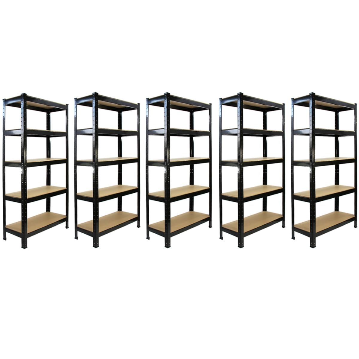 Monstershop Unisex Black 5 X T-Rax Metal Racking Units 75Cm X 150Cm X 30Cm