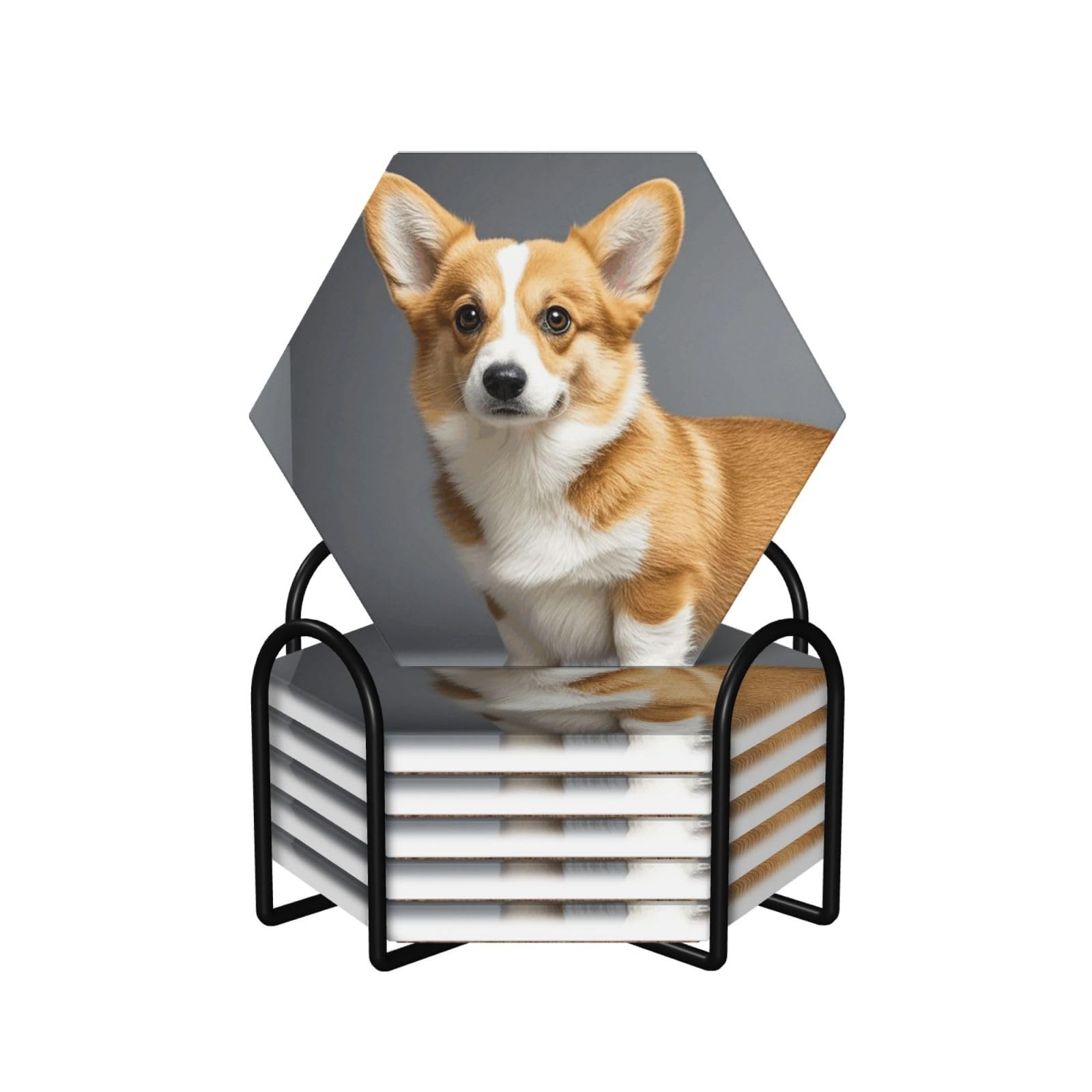 Dessous de verre absorbants motif Corgi lot de 6, cadeau idéal pour les fêtes