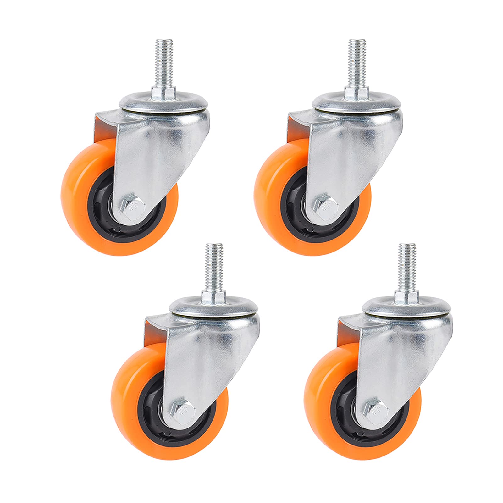 GYRAZXS 75mm Heavy Duty Swivel Castors with Brake Silent Trolley Wheels M12 x 30mm Threaded Rod 90kg Load Capacity Ideal for Moving Furniture and Equipment 4 Pack