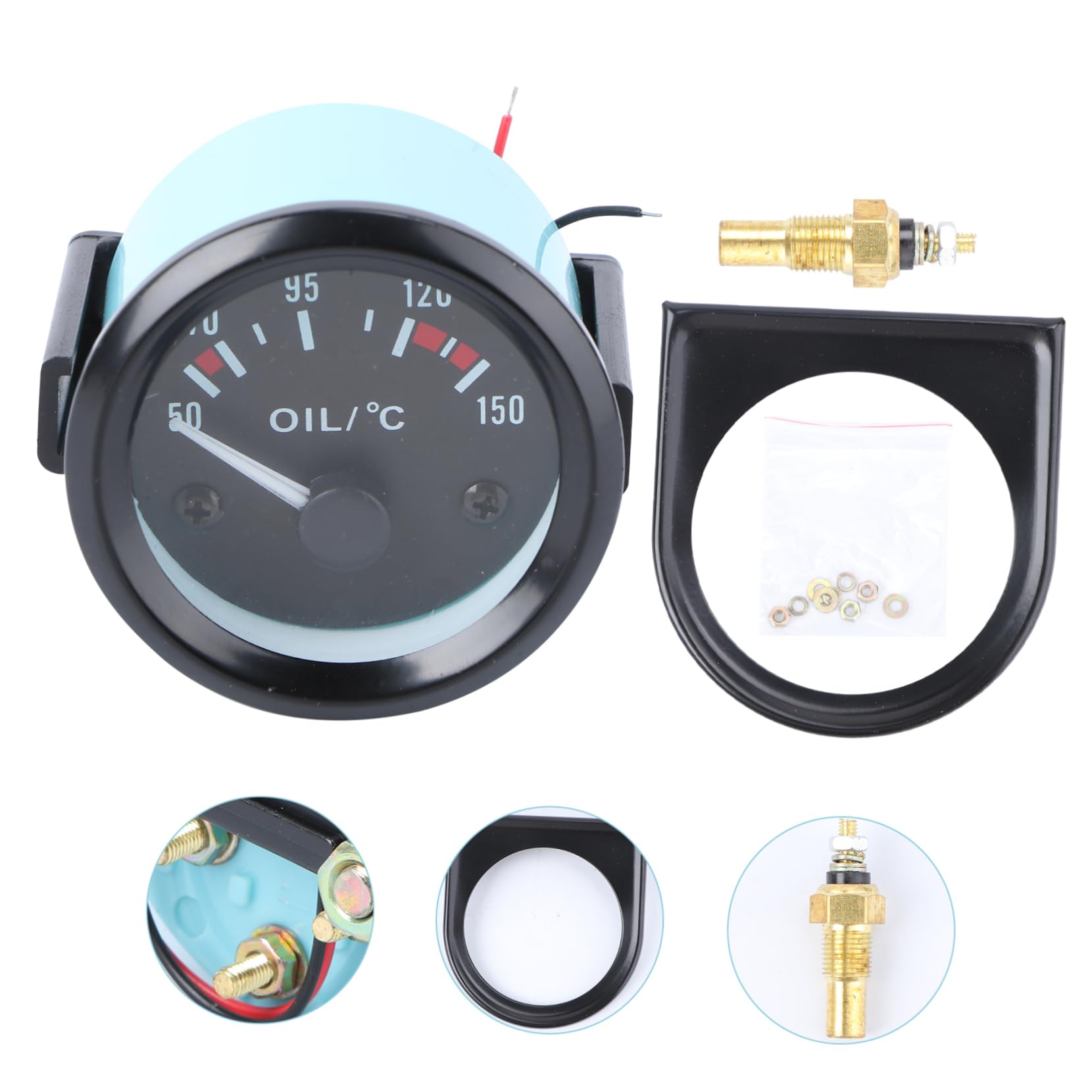 Gatuida 2piezas Medidor De Temperatura De Con Luz Led y Soporte Rango De Indicador De Temperatura Para Automóviles Diseño Negro