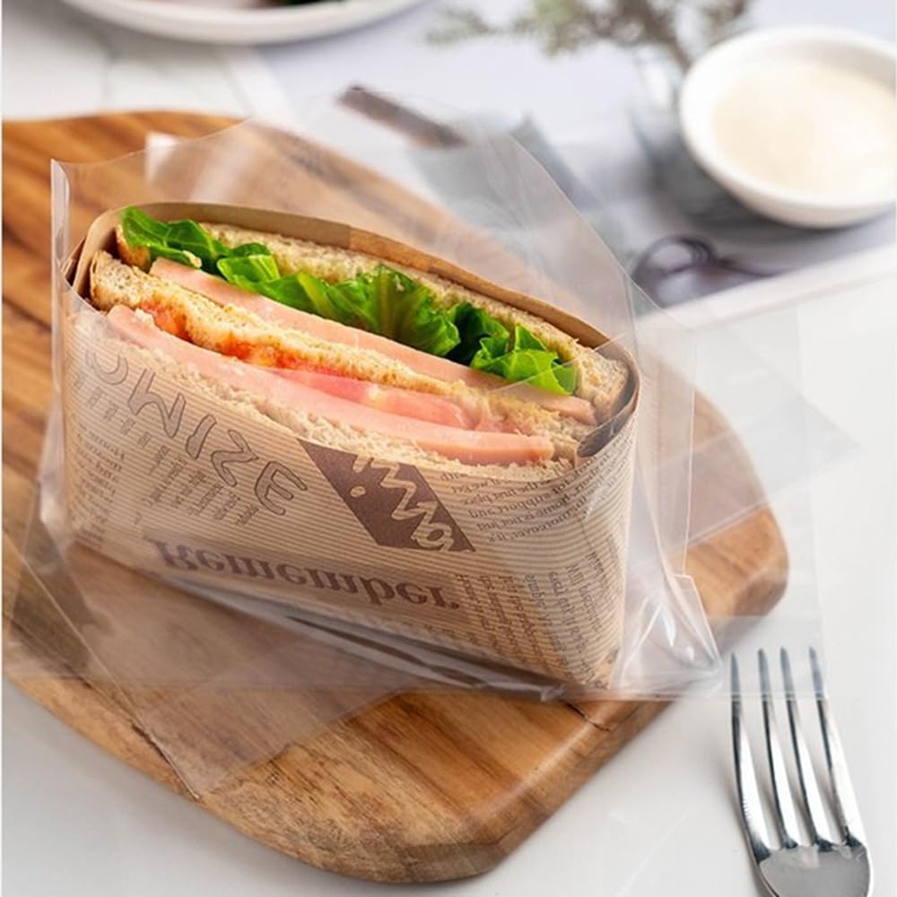 50 Sets Sandwich Packaging with OPP Bags - Food Wrapping & Lining Paper