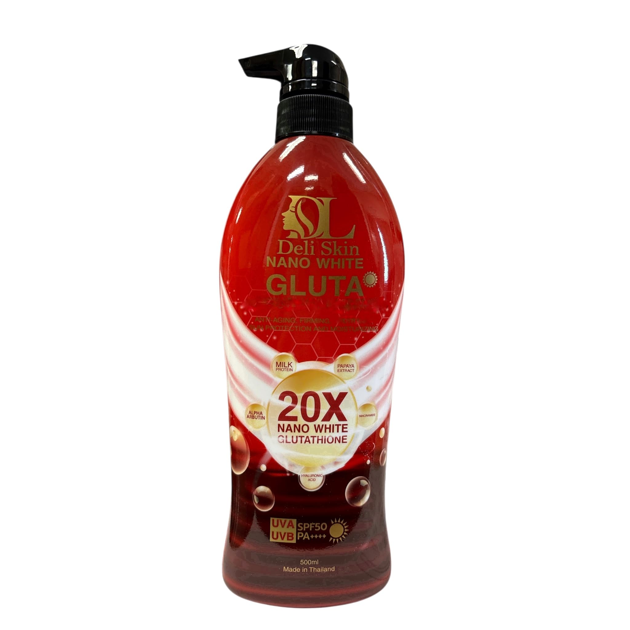 Amazon.com : Deli Skin Nano White Gluta Body Lotion SPF50 PA+++ 500ml   (RED) Radiance Boosting Body Moisturizer : Beauty & Personal Care