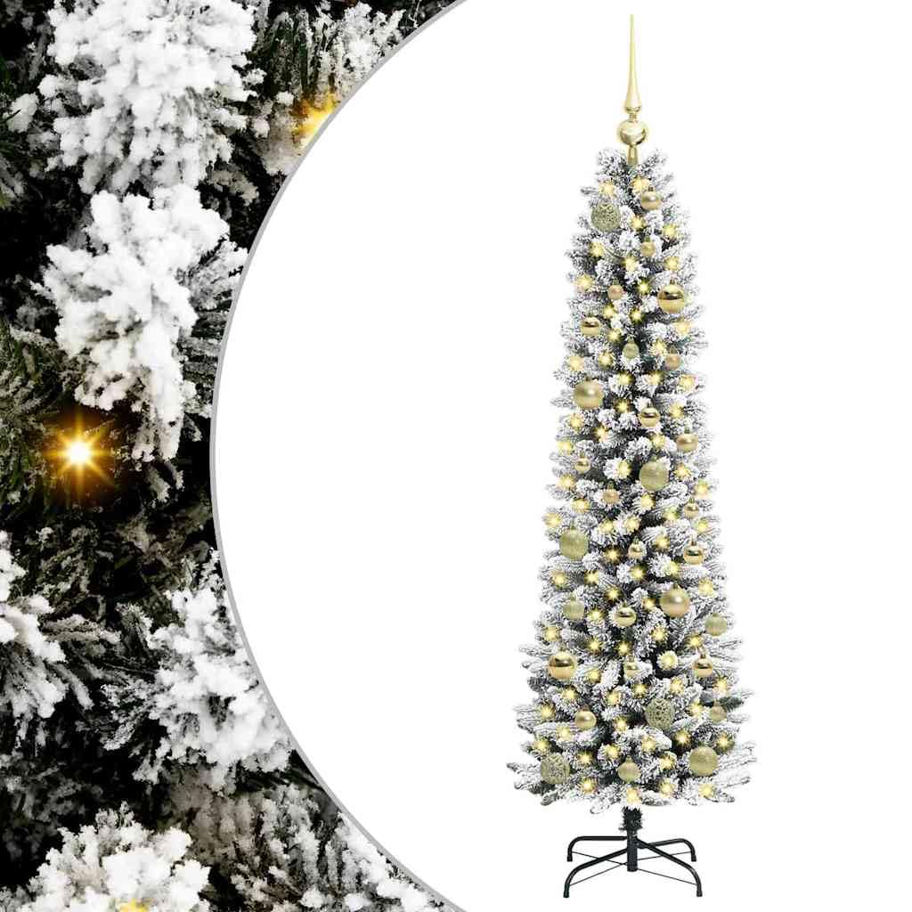 Sztuczna choinka, wysokość 150 cm, zielono-biała z 150 diodami LED o ciepłej białej barwie, stożkowa, metalowy stojak do użytku wewnątrz i na zewnątrz