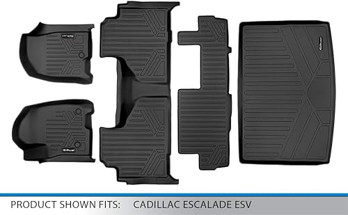 Miniatura 7 de SMARTLINER Juego de alfombrillas de 3 filas y forro de carga detrás de la tercera fila compatibles con Cadillac Escalade ESV 2021-2023 con asiento