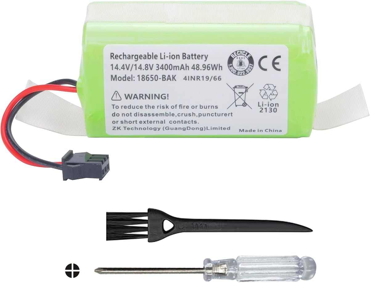 Vacuum Cleaner Battery for Shark Ion RV700 RV720 RV725 RV750 RV755 RVbat700 | 14.4V 3400mAh (3-Prongs Connector)