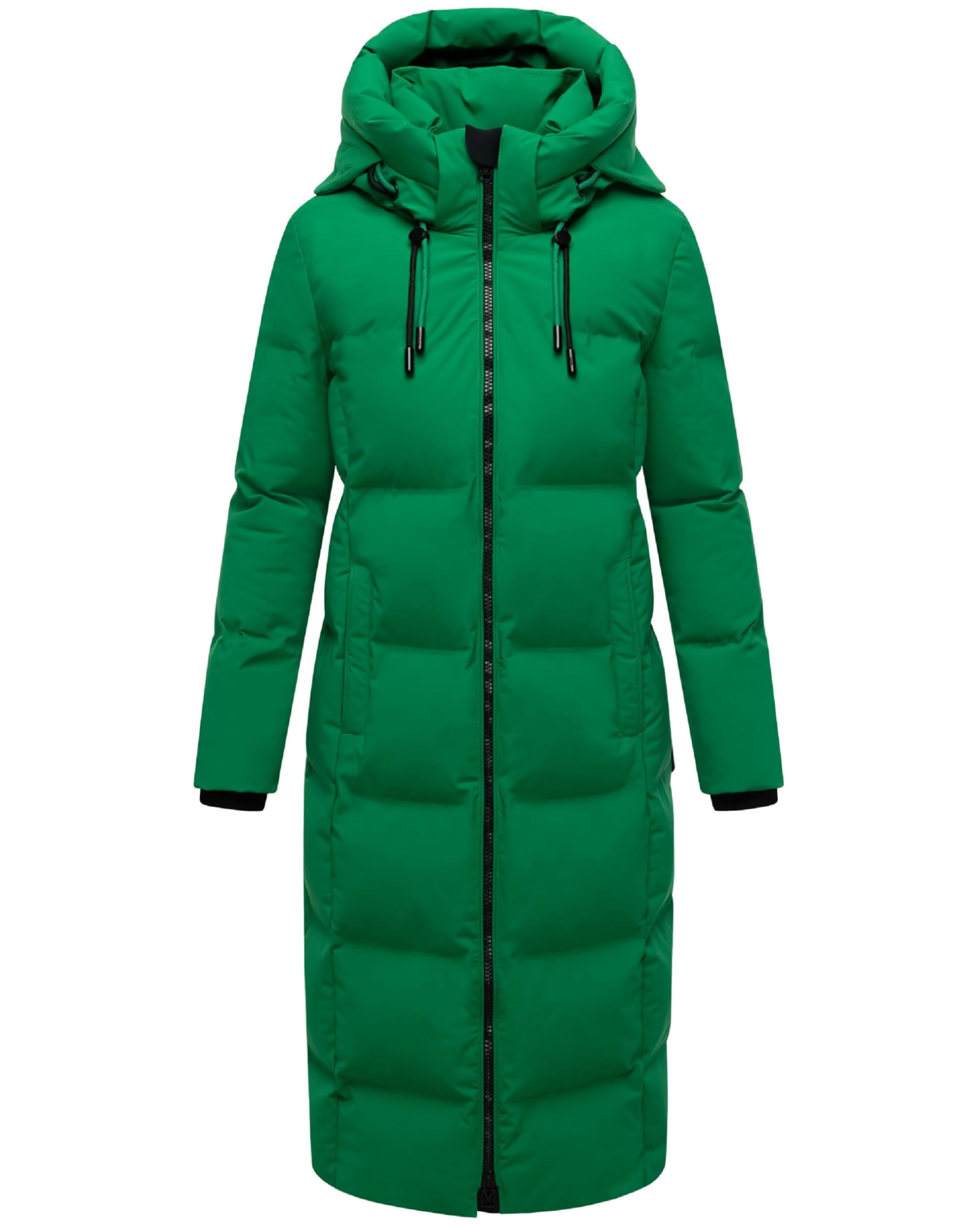 Marikoo Women's Emerald Green Extra-Long Winter Coat, Warm Quilted Coat With Removable Hood Tikoraa16, Xs-5Xl, Xl