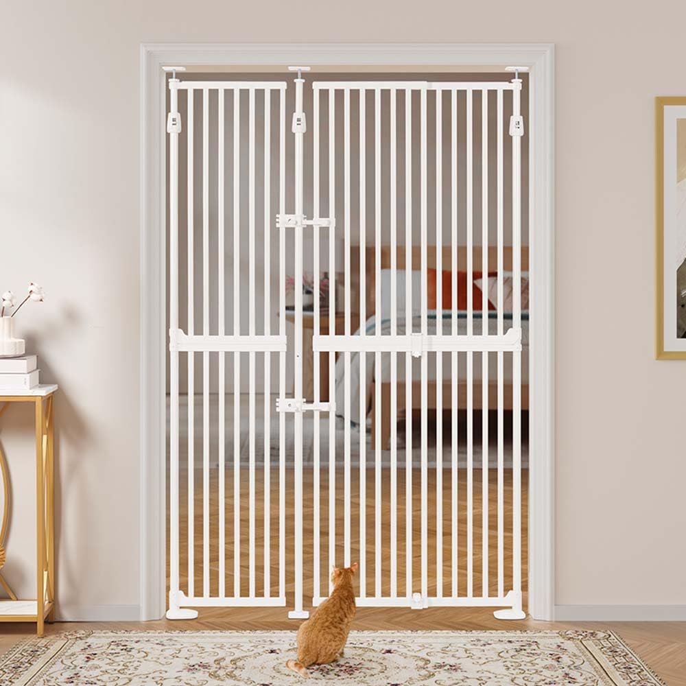 unipaws Barrière de sécurité pour Chat, Extra-Haute de 190 cm, barrière pour Animaux, avec Serrure, barreaux rapprochés, Montage sans perçage, Usage intérieur