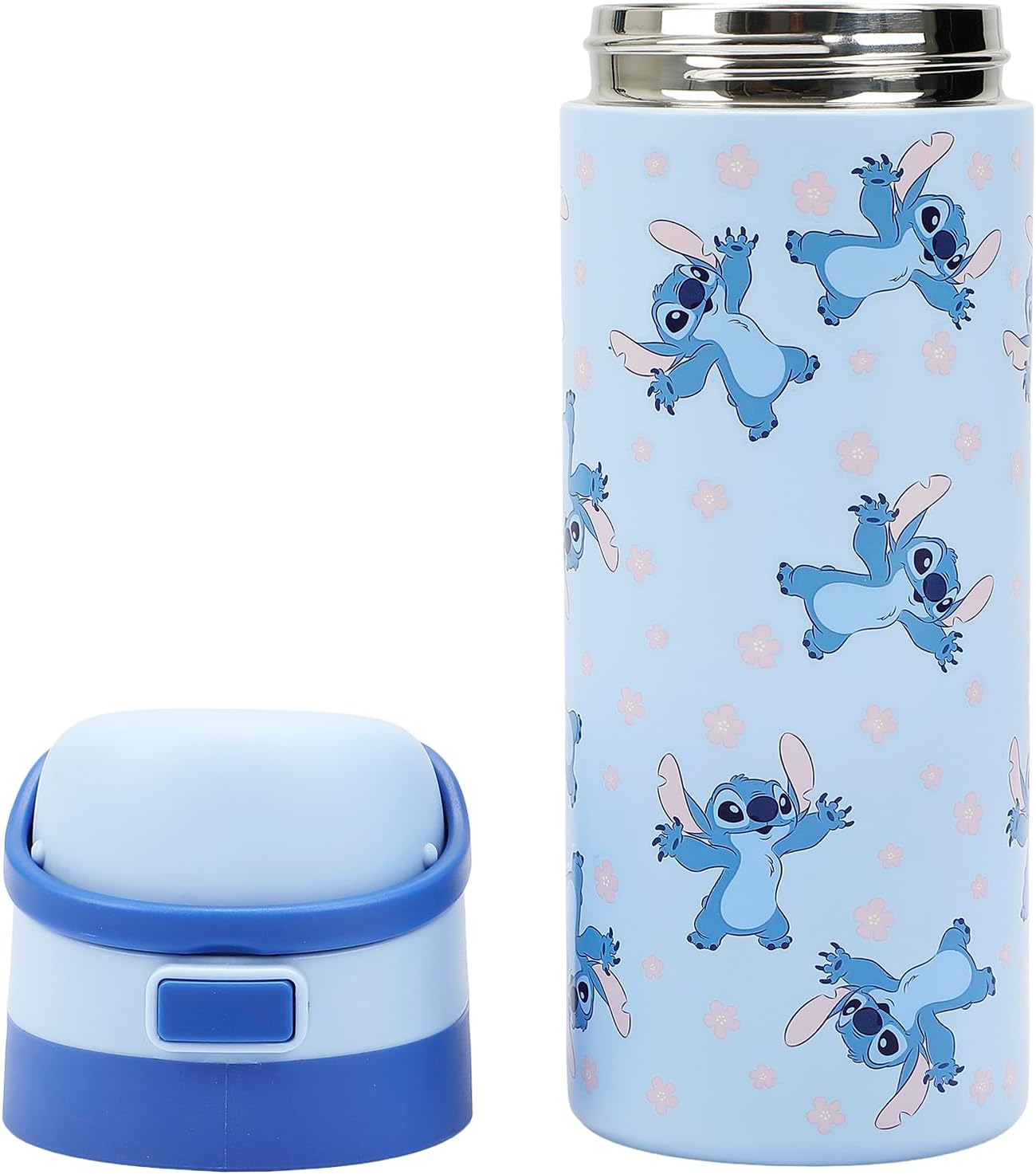 Lilo & Stitch All-Over Stitch Print Blue 24 Oz Stainless Steel Water Bottle - Image 4