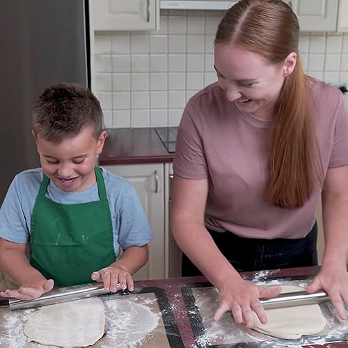 Miniatura 4 de Rodillo de acero inoxidable para hornear, pizza, pasta, rodillo de masa de galletas, rodillo francés de 12.8 pies + alfombrilla de silicona para