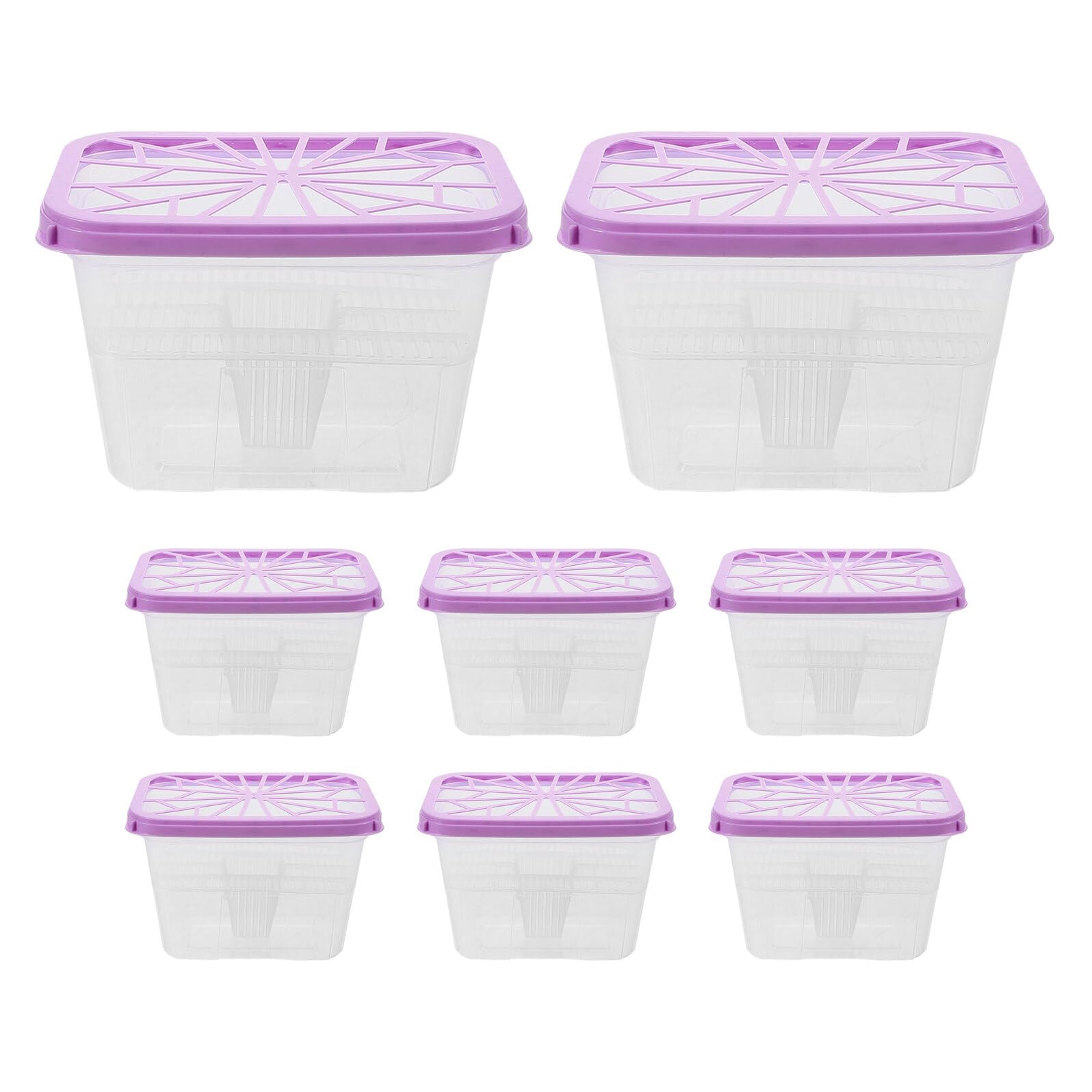 VALICLUD Caja Deshumidificadora Vacía de Plástico 8 Piezas Absorción de Humedad Recargable Contenedor Compacto para Armarios y Almacenamiento Doméstico Color Púrpura Diseño Cuadrado