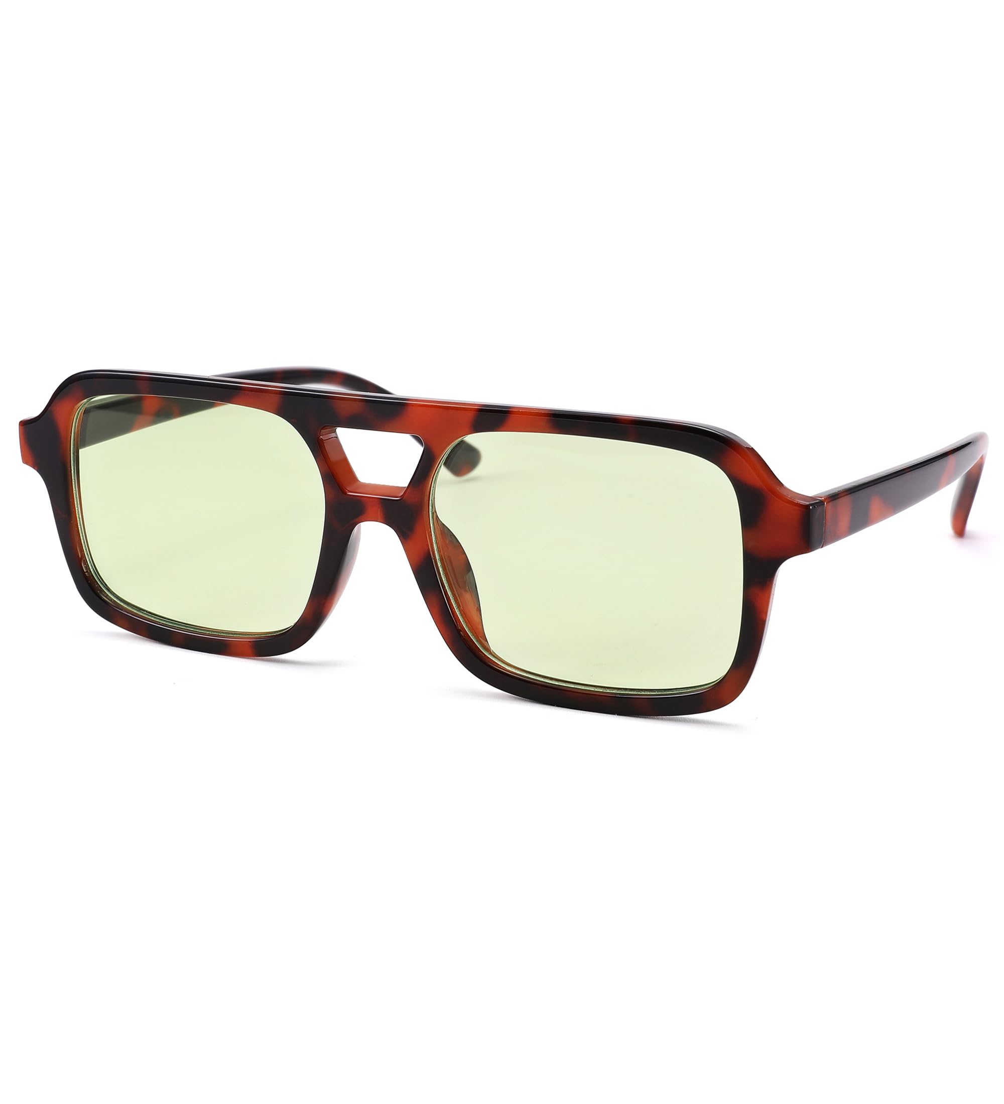 NULOOQ Retro 70s Square Aviator Sunglasses for Women Men Vintage Trendy Rectangle Orange Tinted Sunglasses