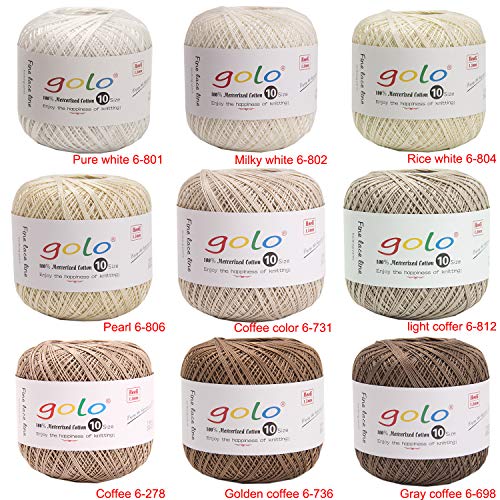 Golo Cotton Crochet Thread Balls Size 10 Cotton Knitting Thread Yarn For Crochet (Glod-603) #TOP2