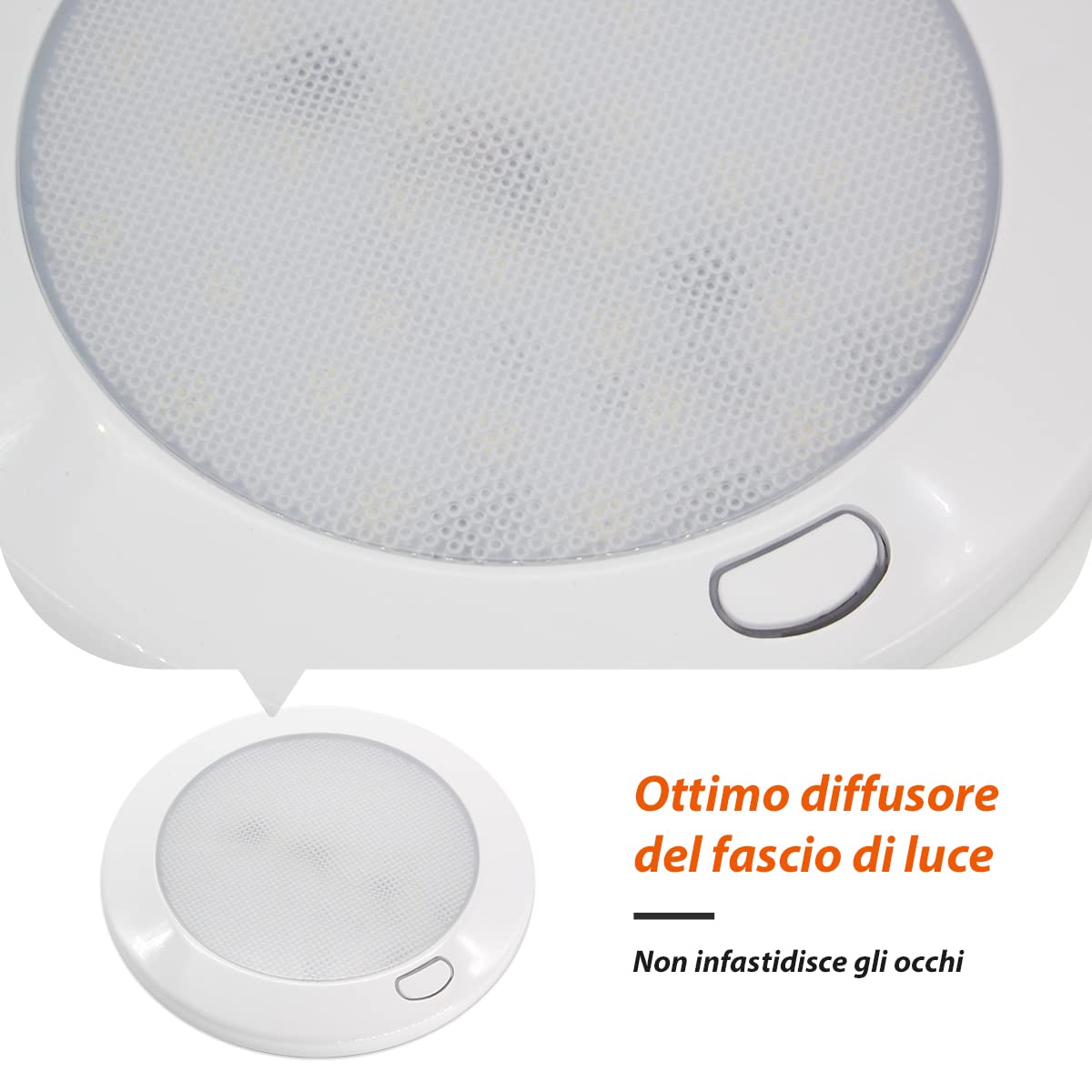 Dream Lighting Plafoniera LED Soffitto 12V Camper Barca Caravan IP44 Bianco Caldo