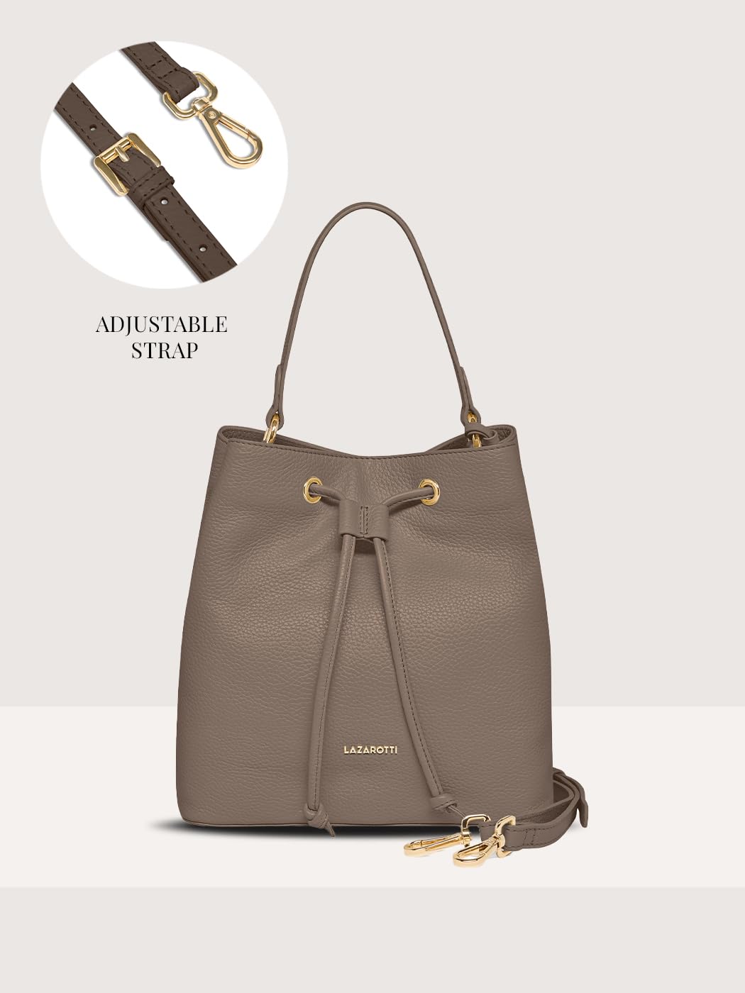 Lazarotti Bologna Damen Henkeltasche aus Echt-Leder | Handtasche mit abnehm- & längenverstellbaren Trageriemen | Bucket Bag 25 cm