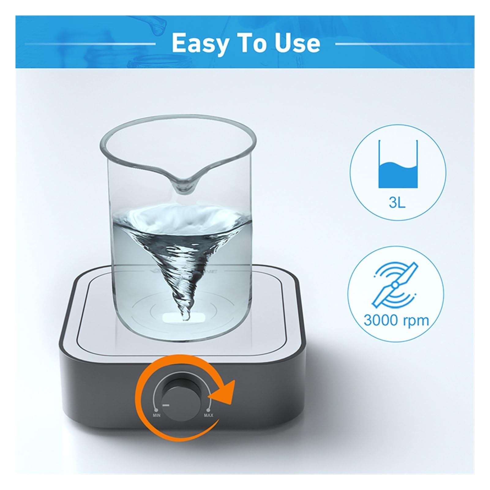 Agitador Magnético Mezclador magnético recargable de 3000 rpm con barra agitadora y motor de CC sin escobillas, máx. 3 l, 3000 rpm(Black,UK)