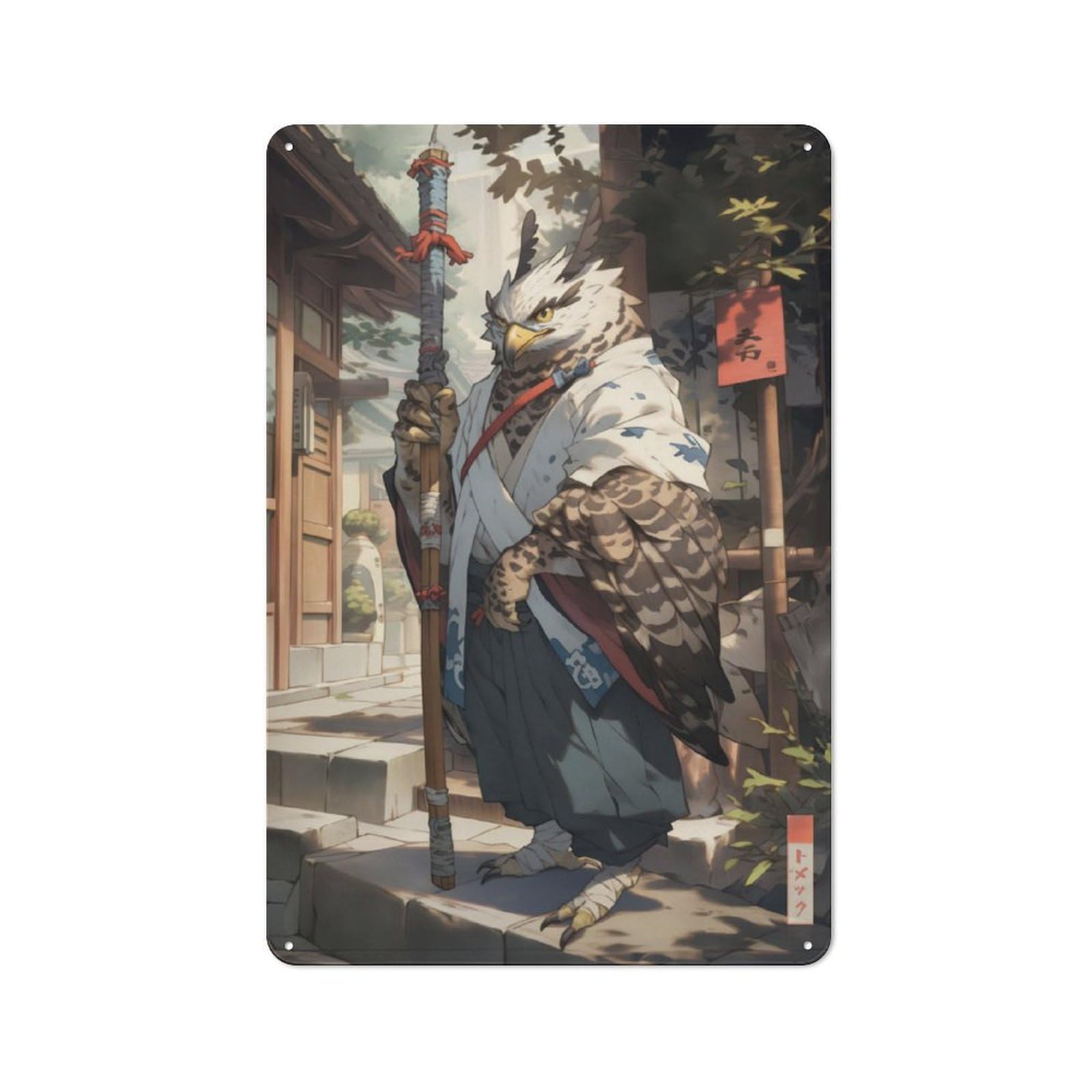 Nostalgic Edo Owl Sage Decorative Tin Sign 30x20cm, Vintage Wall Decor for Lounge, Study, Pub Or Wall Gallery