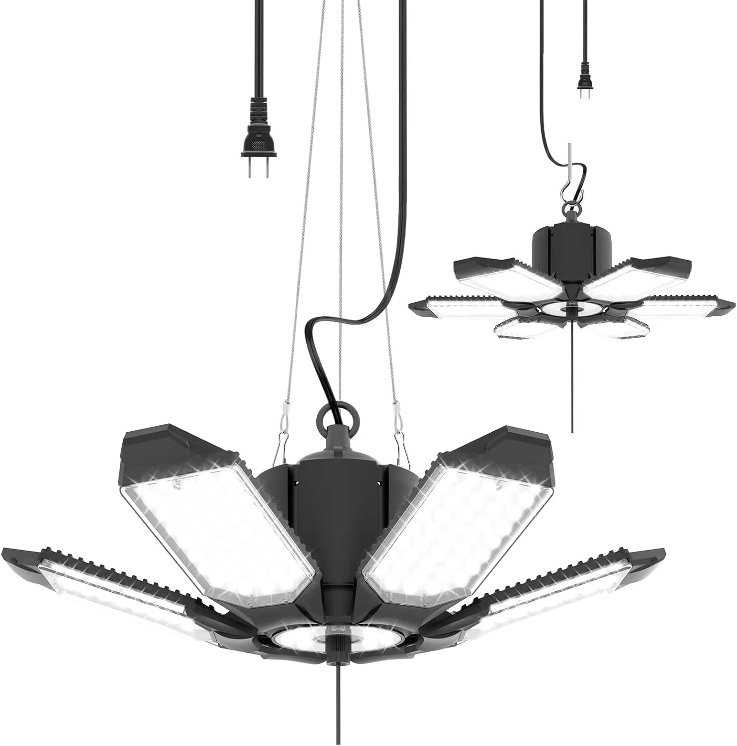 toberich 2 Pack Linkable LED Garage Lights, 200W 20000LM Plug in Shop