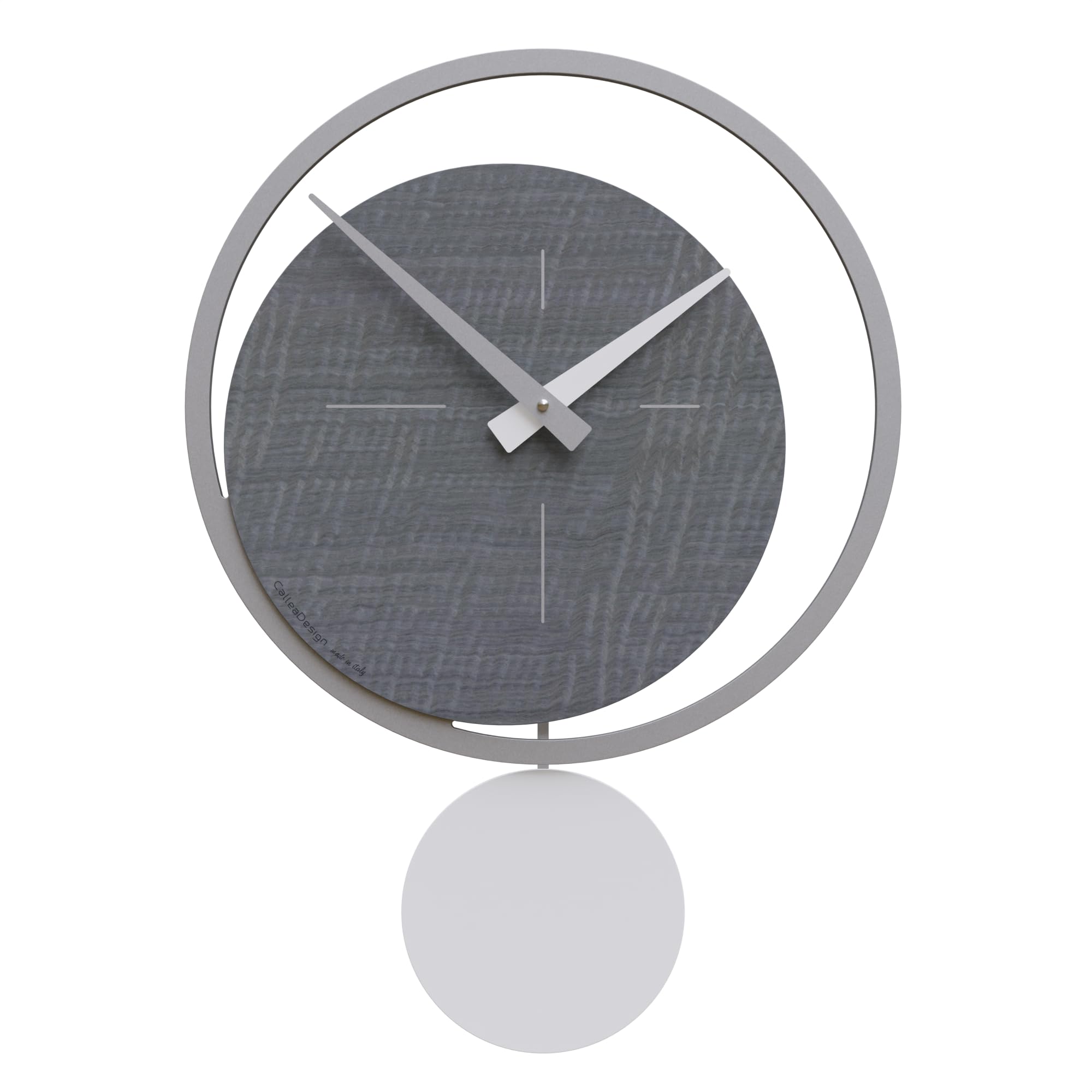 CalleaDesign Orologio a Pendolo Moderno da Parete Design Elegante e Contemporaneo 51x36 cm [Radica Grigia]