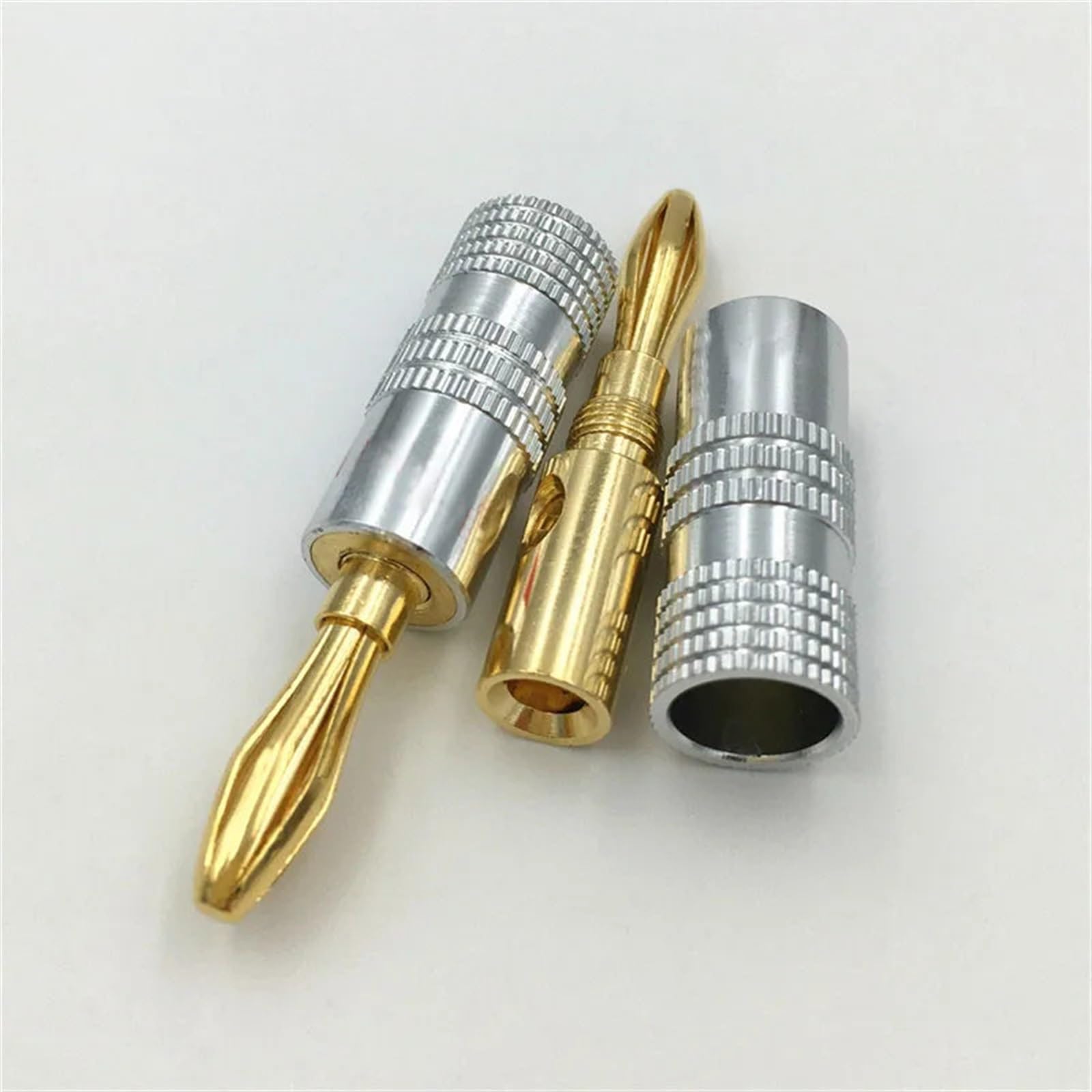 40 sztuk pozłacany 4 mm wtyk bananowy męski do głośnika z blokadą śrubową do złącza audio wideo