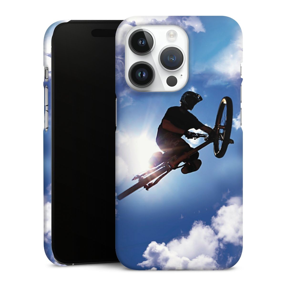 Premium Case kompatibel mit Apple iPhone 14 Pro Smartphone Handyhülle Schutzhülle matt Fahrrad Mountainbike Himmel Elektronik & Foto
