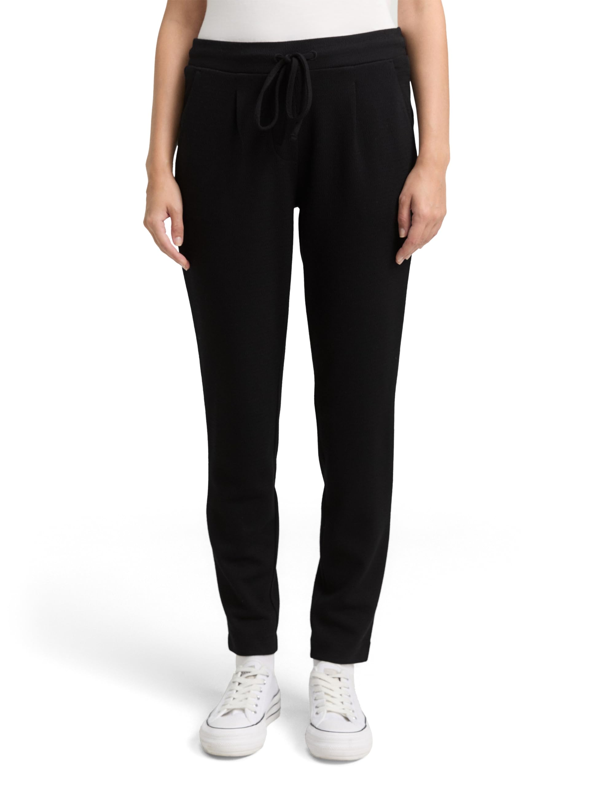 TOM TAILOR Damen Loose Slim Jacquard Hose mit Kordelzug